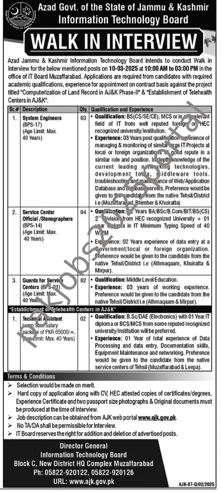 IT Board Muzaffarabad Jobs