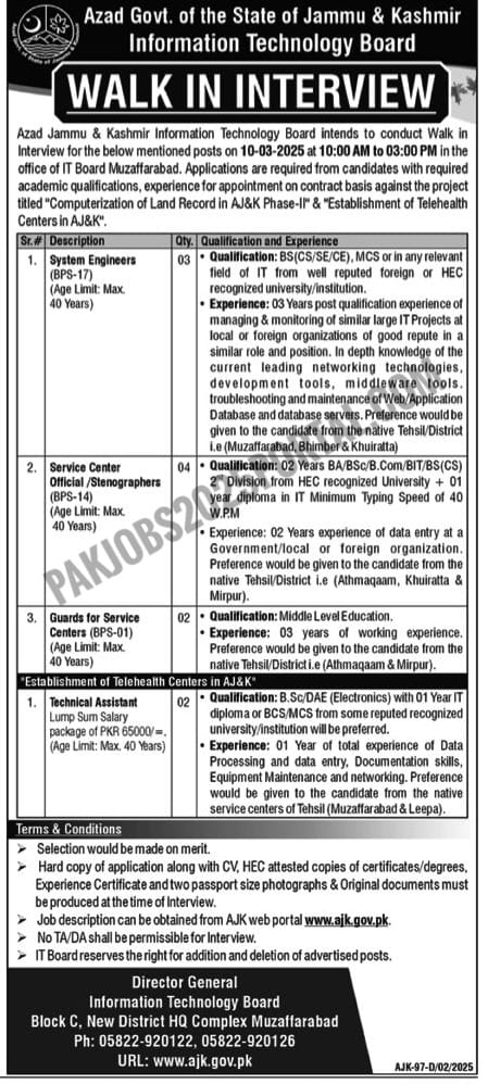 IT Board Muzaffarabad Jobs 2025